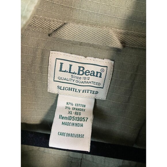 LL Bean Slightly Fitted Green Shacket Shirt Jacket Men XL Ripstop Military Light - Picture 16 of 16